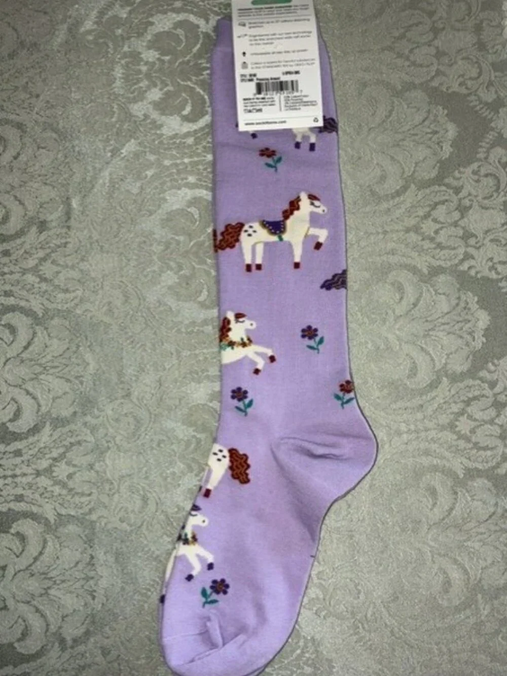 NWT Sock It To Me Stretch-It Knee High Socks Prancing Around Horses Wide Calf